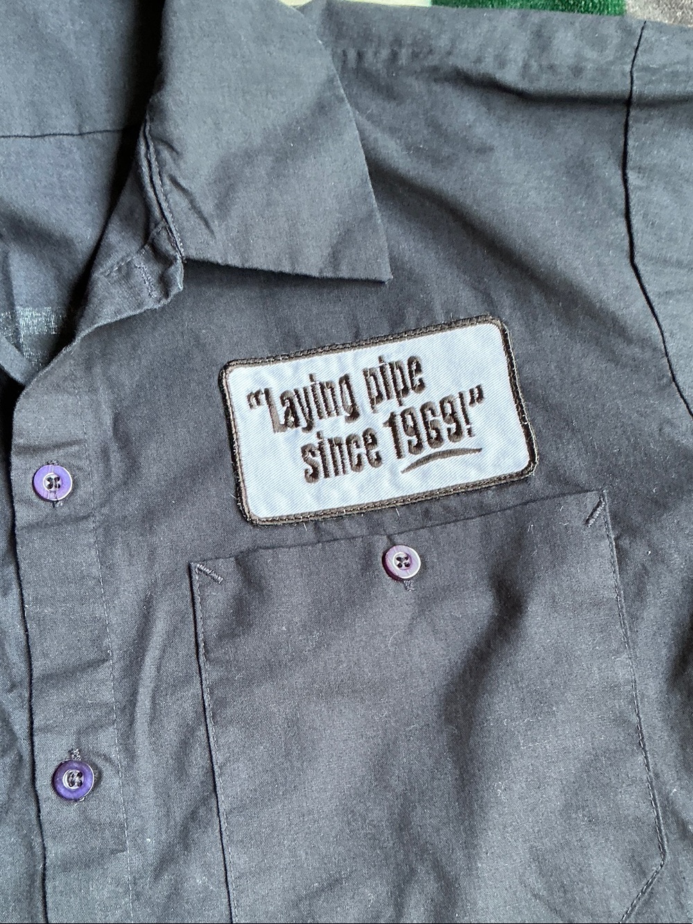 Vintage Navy Blue Novelty Work Shirt Size L - Picture 7 of 10